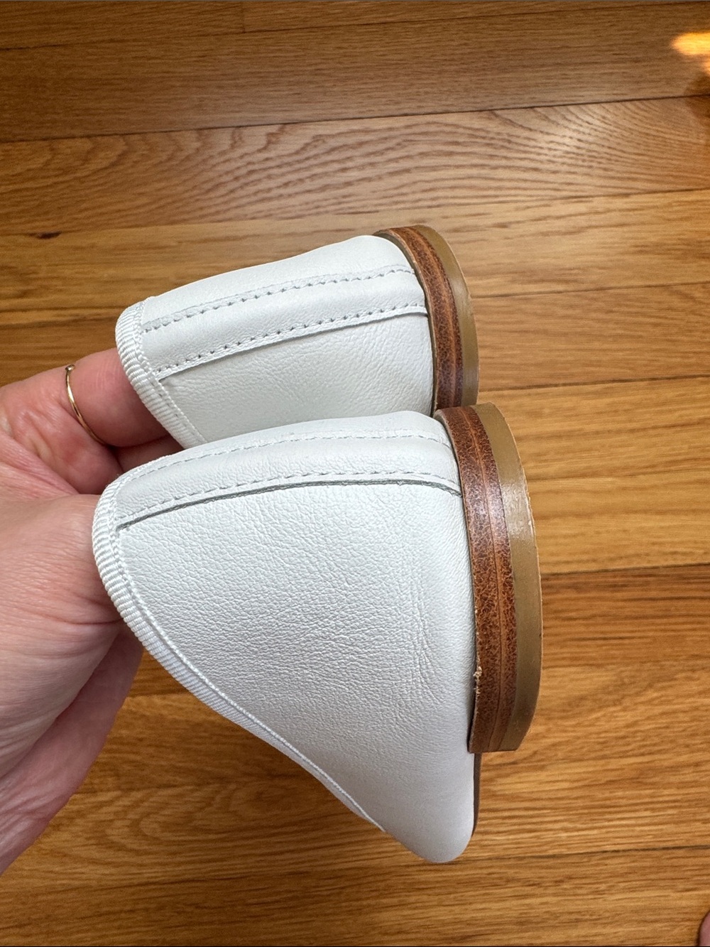 Repetto White Leather Ballet Flats with Bow Trim - Picture 3 of 4